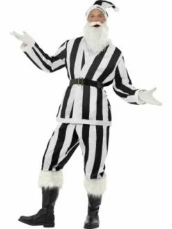 Smiffy's Supporters Santa Costume Black & White 22669