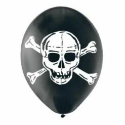 Balloon Black Skull Latex Pack Of 6