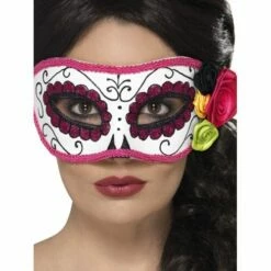 Day Of The Dead Eyemask White And Pink 44961