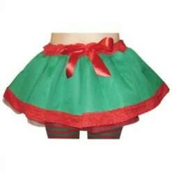 Elf Xmas Tutu Green & Red Skirt TS-7157