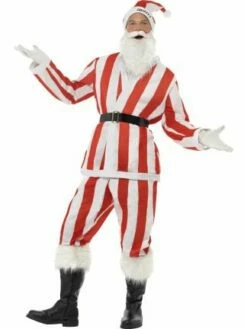 Smiffy's Supporters Santa Costume Red And White Striped 22733